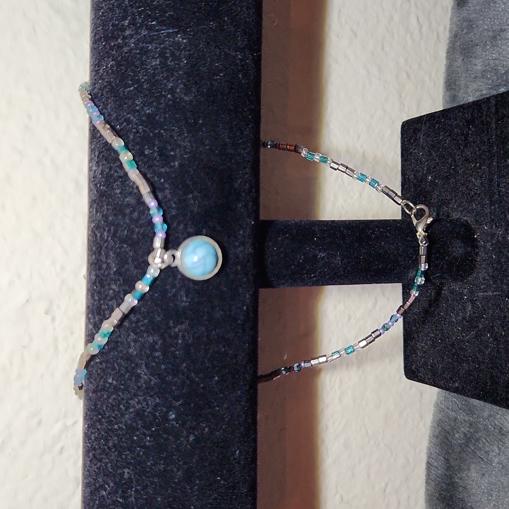 Delicate Light Teal Beaded Necklace